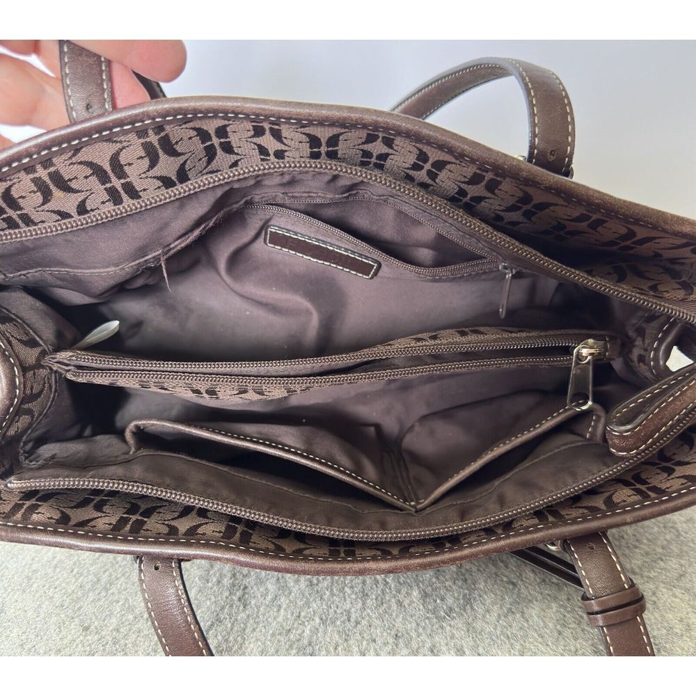 Fossil Modern Vintage Canvas Dark Brown Purse Double Handle - Picture 5 of 9